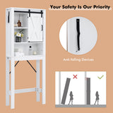 NNECW 4-Tier Over-the-toilet Cabinet with Sliding Barn Door & Adjustable Shelves