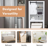 NNECW 4-Tier Over-the-toilet Cabinet with Sliding Barn Door & Adjustable Shelves