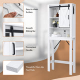 NNECW 4-Tier Over-the-toilet Cabinet with Sliding Barn Door & Adjustable Shelves