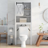NNECW 4-Tier Over-the-toilet Cabinet with Sliding Barn Door & Adjustable Shelves