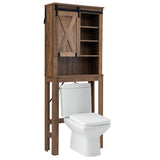 NNECW Over-the-toilet Storage Rack with Sliding Barn Door & Adjustable Shelves