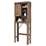 NNECW Over-the-toilet Storage Rack with Sliding Barn Door & Adjustable Shelves