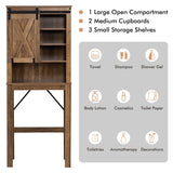 NNECW Over-the-toilet Storage Rack with Sliding Barn Door & Adjustable Shelves