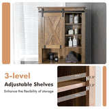 NNECW Over-the-toilet Storage Rack with Sliding Barn Door & Adjustable Shelves