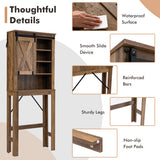 NNECW Over-the-toilet Storage Rack with Sliding Barn Door & Adjustable Shelves