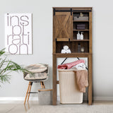 NNECW Over-the-toilet Storage Rack with Sliding Barn Door & Adjustable Shelves