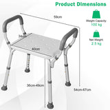 NNECW Bath Chair Shower Bench with Detachable Padded Arms for Seniors