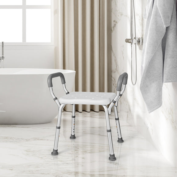 NNECW Bath Chair Shower Bench with Detachable Padded Arms for Seniors