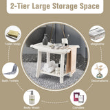 NNECW Waterproof Shower Stool with Storage for Bathroom/Entry/Living Room