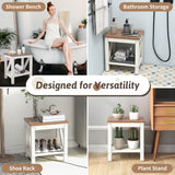 NNECW 2-tier Shower Bench with Storage Shelf for the Elderly & Disabled