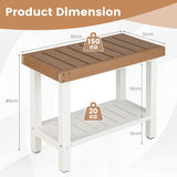 NNECW 2-Tier Waterproof Shower Bench with Storage Shelf & Anti-slip Pads
