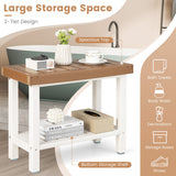 NNECW 2-Tier Waterproof Shower Bench with Storage Shelf & Anti-slip Pads