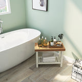 NNECW 2-Tier Waterproof Shower Bench with Storage Shelf & Anti-slip Pads