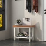 NNECW 2-Tier Waterproof Shower Bench with Storage Shelf & Anti-slip Pads