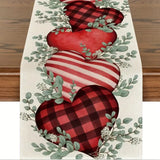 NNETM Eucalyptus Hearts & Leaves Printed Linen Table Runner(33.02*274.32cm)