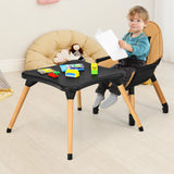 NNECW 5-in-1 Convertible Wooden High Chair for Toddlers-Coffee