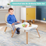 NNECW 5-in-1 Convertible Wooden High Chair for Toddlers-Beige