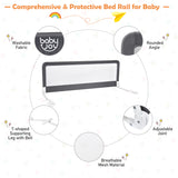 NNECW Height Adjustable Bed Rail with Mesh Cloth for Toddlers-Gray