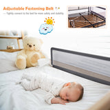 NNECW Height Adjustable Bed Rail with Mesh Cloth for Toddlers-Gray