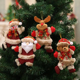 NNETM 4PCS Christmas Tree Accessories: Dancing Old Man, Snowman, Deer, Bear Cloth Puppets