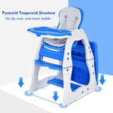 NNECW 3 in 1 Convertible Baby High Chair with Feeding Tray-Blue
