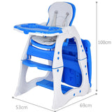 NNECW 3 in 1 Convertible Baby High Chair with Feeding Tray-Blue