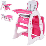 NNECW 3 in 1 Convertible Baby High Chair with Feeding Tray-Pink