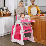 NNECW 3 in 1 Convertible Baby High Chair with Feeding Tray-Pink