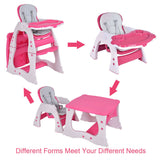 NNECW 3 in 1 Convertible Baby High Chair with Feeding Tray-Pink