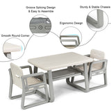 NNECW 3 Piece Kids Table and 2 Chairs Set with Storage Shelf