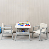 NNECW 3 Piece Kids Table and 2 Chairs Set with Storage Shelf