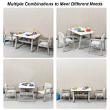 NNECW 3 Piece Kids Table and 2 Chairs Set with Storage Shelf