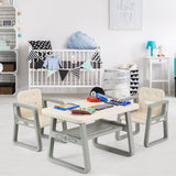 NNECW 3 Piece Kids Table and 2 Chairs Set with Storage Shelf