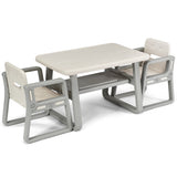 NNECW 3 Piece Kids Table and 2 Chairs Set with Storage Shelf