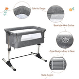 NNECW Adjustable Height Baby Bassinet Cot with Mattress & Carry Bag