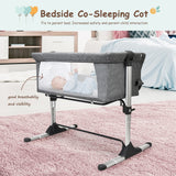 NNECW Adjustable Height Baby Bassinet Cot with Mattress & Carry Bag
