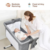 NNECW Adjustable Height Baby Bassinet Cot with Mattress & Carry Bag