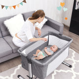 NNECW Adjustable Height Baby Bassinet Cot with Mattress & Carry Bag