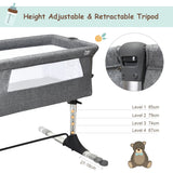 NNECW Adjustable Height Baby Bassinet Cot with Mattress & Carry Bag