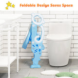 NNECW Height-Adjustable Foldable Potty Seat with Non-Slip Step for Kids Aged 2 to 7 Years Old-Blue