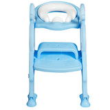NNECW Height-Adjustable Foldable Potty Seat with Non-Slip Step for Kids Aged 2 to 7 Years Old-Blue
