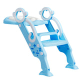 NNECW Height-Adjustable Foldable Potty Seat with Non-Slip Step for Kids Aged 2 to 7 Years Old-Blue