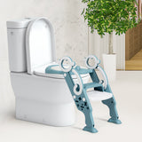NNECW Height-Adjustable Foldable Potty Seat with Non-Slip Step for Kids Aged 2 to 7 Years Old-Green
