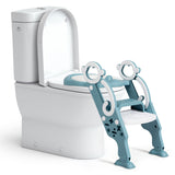 NNECW Height-Adjustable Foldable Potty Seat with Non-Slip Step for Kids Aged 2 to 7 Years Old-Green