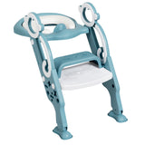 NNECW Height-Adjustable Foldable Potty Seat with Non-Slip Step for Kids Aged 2 to 7 Years Old-Green