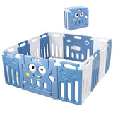 NNECW 14-Panel  Baby Fence with Safety Lock &  Educational Toys