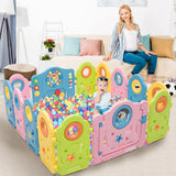 NNECW 14 Panel Baby Playpen with Safety Lock & Lovely Toys for Children