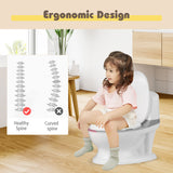 NNECW Realistic Potty Training Toilet with Built-in Wipe Compartment for Toddlers &amp Kids-Grey