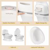 NNECW Realistic Potty Training Toilet with Built-in Wipe Compartment for Toddlers &amp Kids-Grey