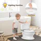NNECW Realistic Potty Training Toilet with Built-in Wipe Compartment for Toddlers &amp Kids-Grey